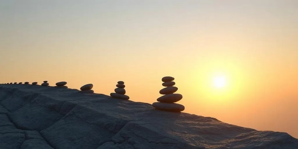 calm person taking small steps forward with light around