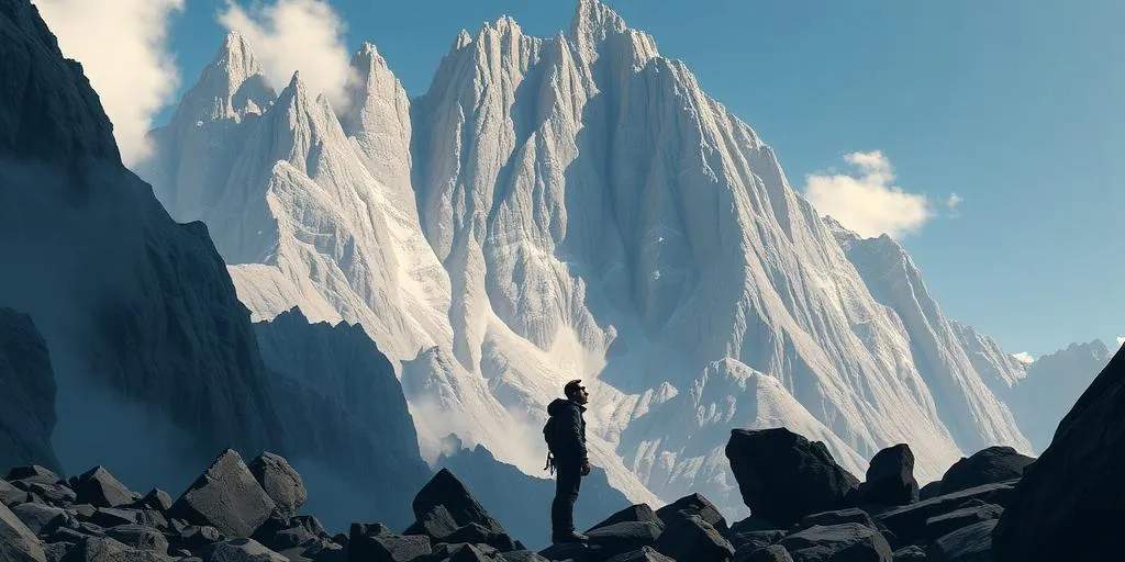 a person overwhelmed by a huge mountain of tasks
