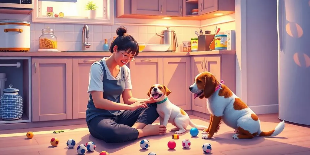 person spending time with pets making treats