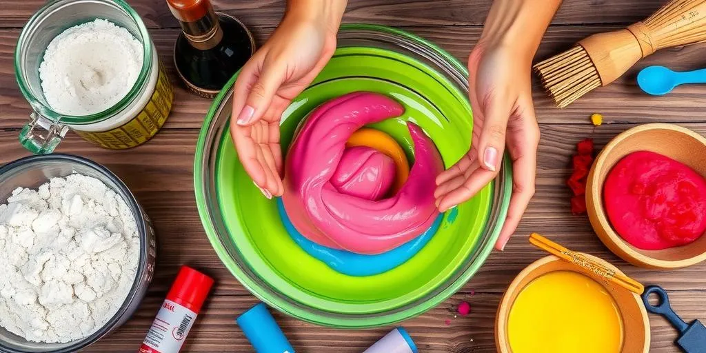 making homemade play dough slime