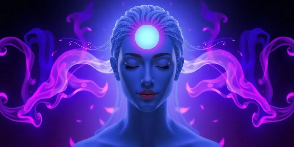 Aromatherapy setup with essential oils for third eye chakra