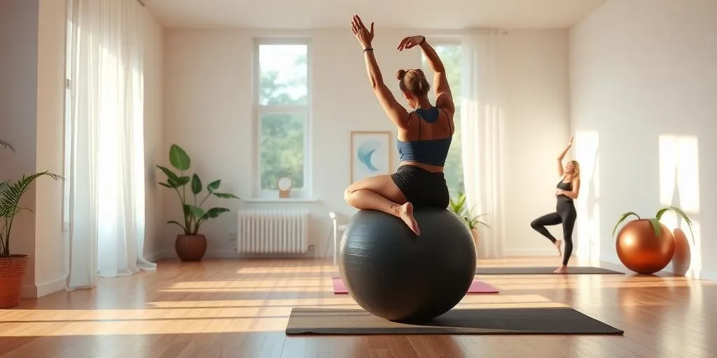 yoga ball exercises beginner tutorial image