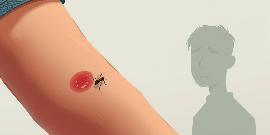persona che mostra segni di reazione allergica a una puntura di insetto