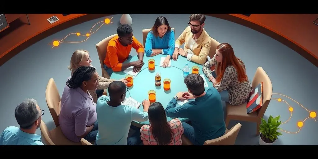 teamwork presentation meeting with diverse group of professionals