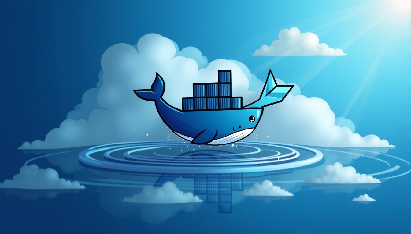 Docker logo and usage diagram